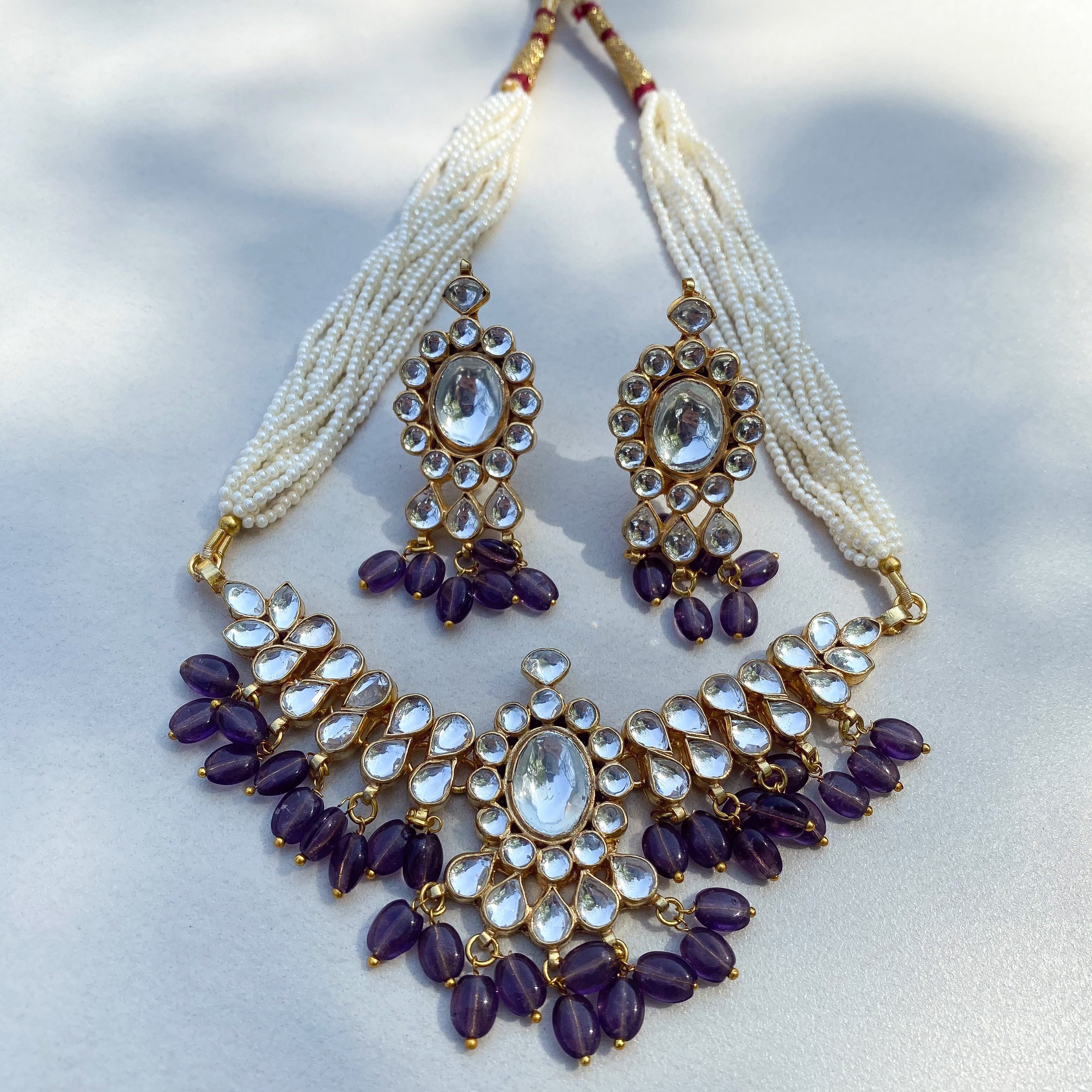 18kt Gold Purple Choker Set